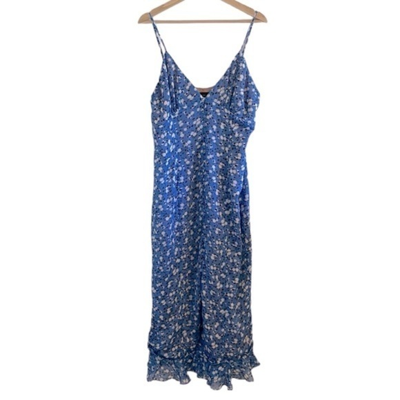 Majorelle Revolve Quincy Midi Dress Women’s Size XL Ruffle Floral‎ Blue Ditsy - Picture 4 of 11